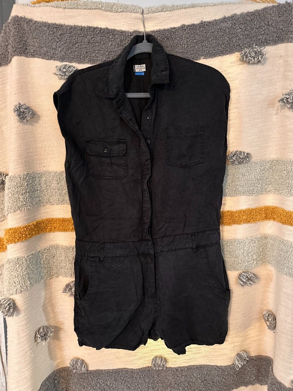 KAVU Freeland Sleeveless Utility Romper Black XS